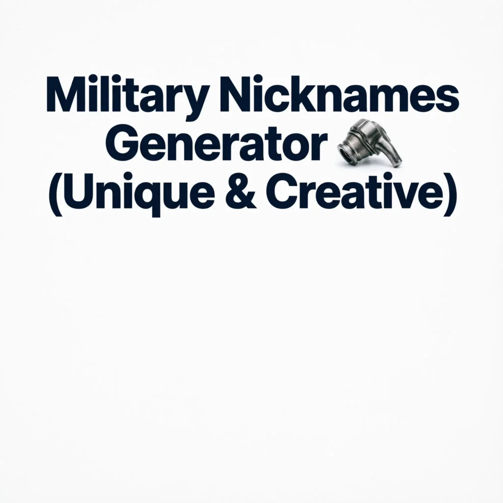 Military Nicknames Generator 🪖 (Unique & Creative)