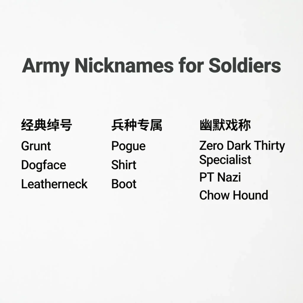 Army Nicknames for Soldiers